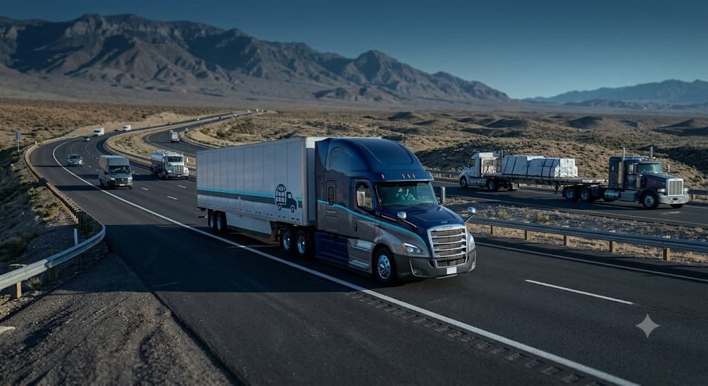 Semi-truck on an open highway